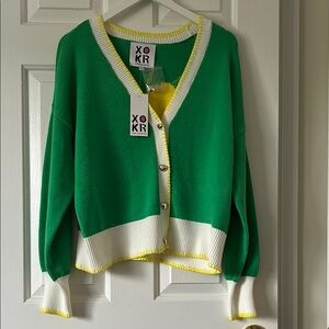 NWT XOKR Kerri Rosenthal Top Stitched Heart Detail Sweater